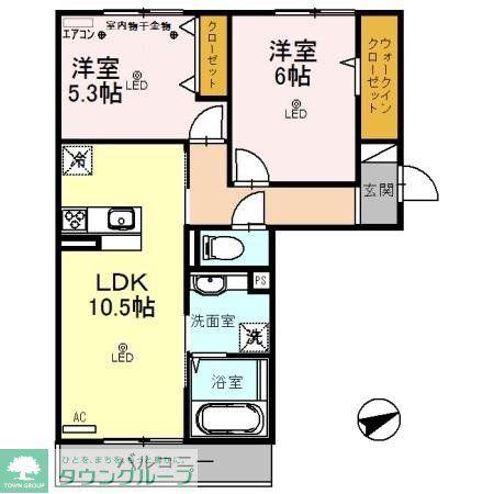 アクシスハイツ(2LDK/2階)の間取り写真