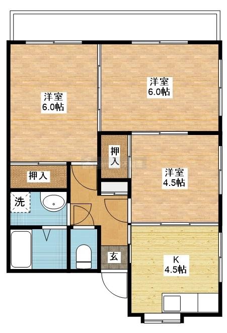 吉田アパート(3K/1階)の間取り写真