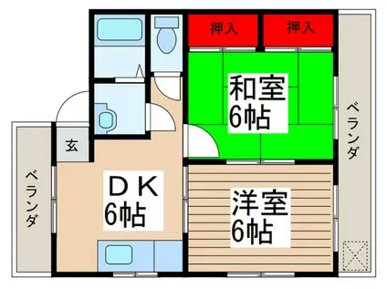 メゾン ペルル(2DK/3階)の間取り写真