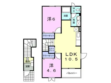 フィオーレK・B(2LDK/2階)の間取り写真