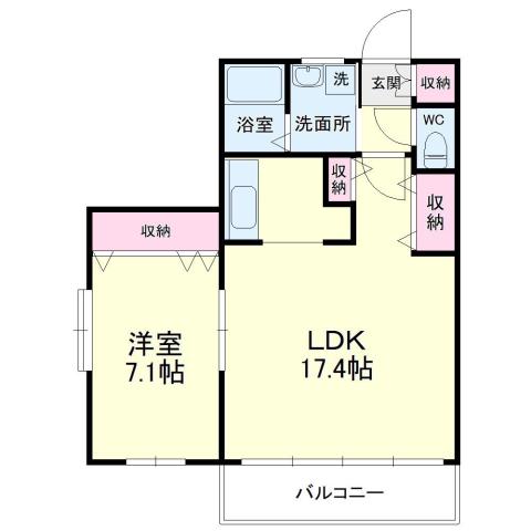 磐田ヒルズI(1LDK/1階)の間取り写真