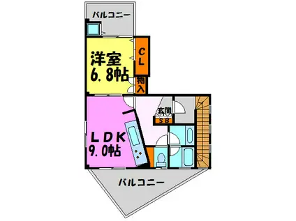 阪上ビル(1DK/3階)の間取り写真