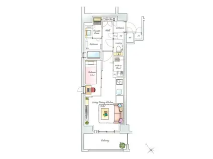 サンレリウス戸畑(1LDK/2階)の間取り写真