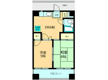 コウケンビル(2DK/2階)の間取り写真