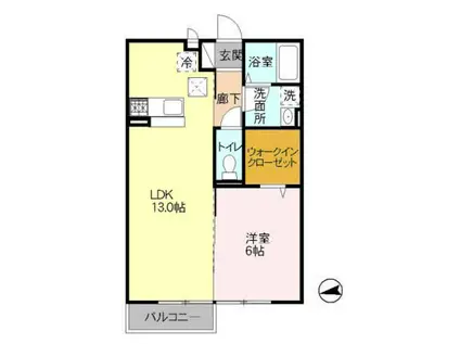 サウスクリスタル(1LDK/1階)の間取り写真