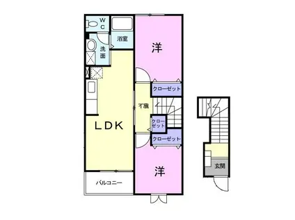 ドゥーハウスI(2DK/2階)の間取り写真