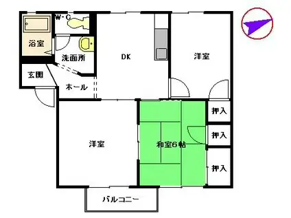 ディアス恒久 A棟(3DK/1階)の間取り写真