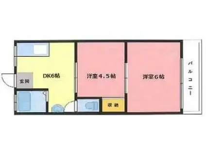 ロイヤル阿倍野(2DK/2階)の間取り写真