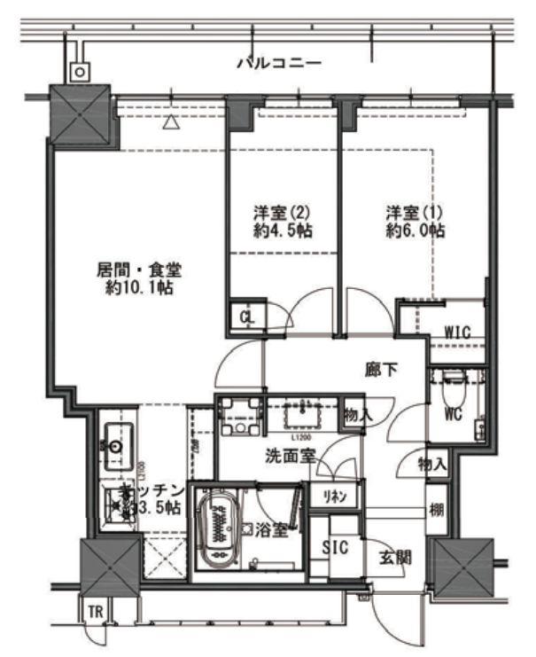 MID TOWER GRAND(2LDK/19階)の間取り写真