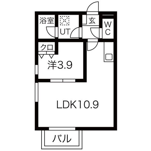 NEO港楽(1LDK/3階)の間取り写真