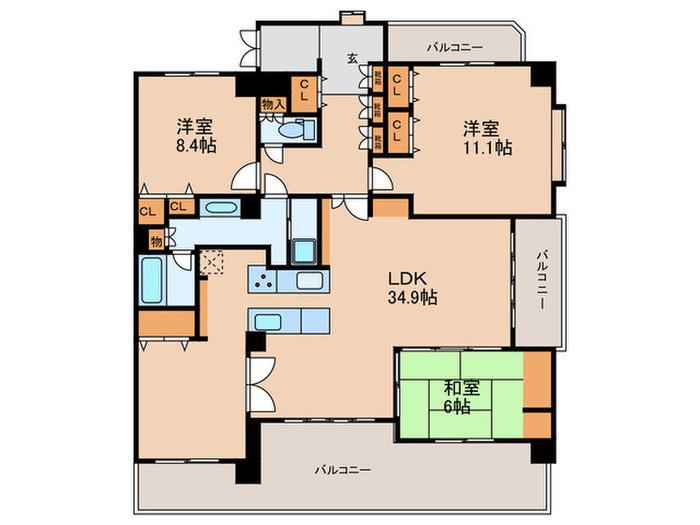 ダイアパレス本山(3LDK/6階)の間取り写真