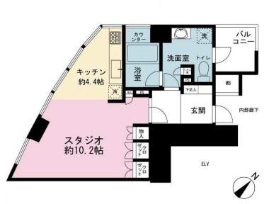 マジェスタワー六本木(ワンルーム/18階)の間取り写真