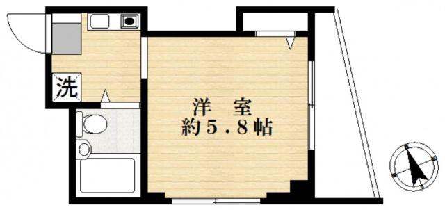 ラーナ一之江(1K/4階)の間取り写真