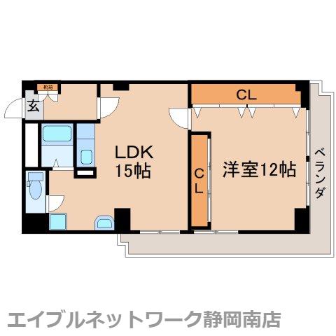 シャンボール静岡(1LDK/11階)の間取り写真