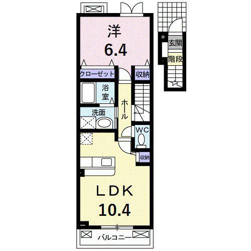 CASTILLO A(1LDK/2階)の間取り写真