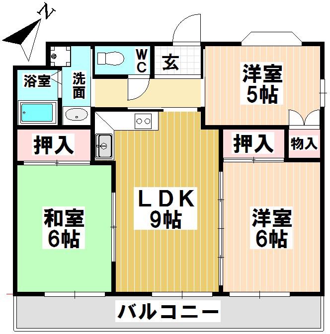 リバティーハウス昭和(3DK/1階)の間取り写真