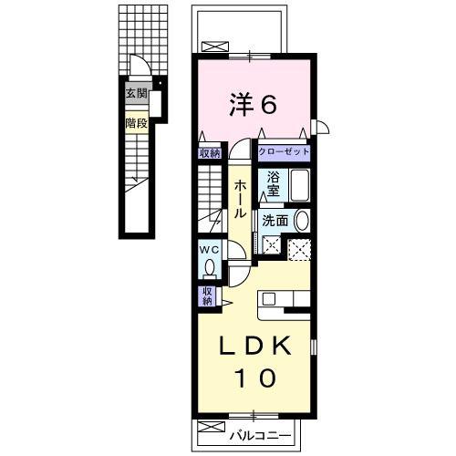ハーモニーヴィレッジ池田(1LDK/2階)の間取り写真