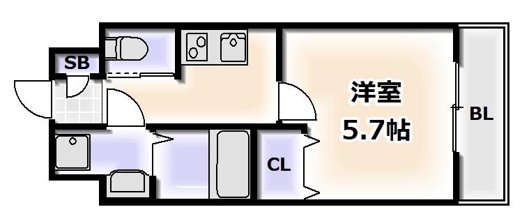 レオンコンフォート難波ブラン(1K/7階)の間取り写真