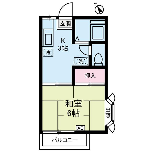 美登利ハイツ(1K/2階)の間取り写真