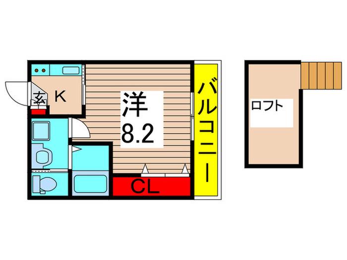 アチェーロ(1K/2階)の間取り写真