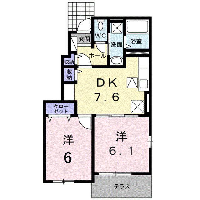 クレセールA(2DK/1階)の間取り写真