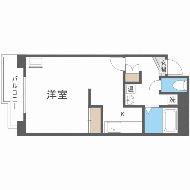 ポレール北大館(1K/4階)の間取り写真
