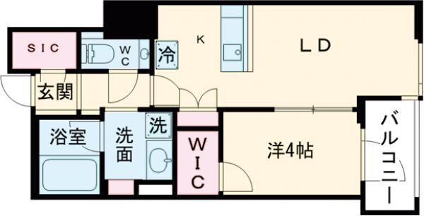 プラウド神戸トアロード(1LDK/6階)の間取り写真