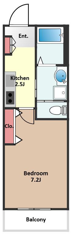 CASA FELIZ(1K/3階)の間取り写真