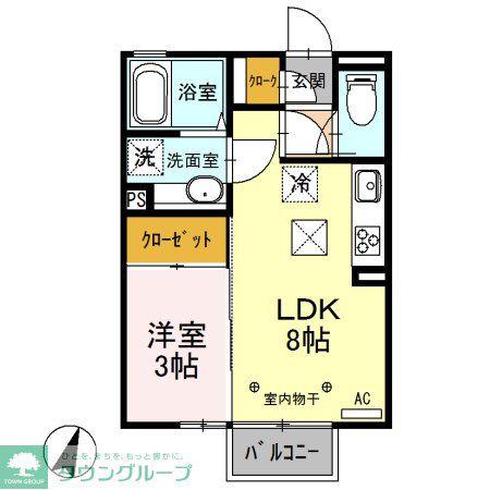 ブルーサファイア A(1LDK/1階)の間取り写真
