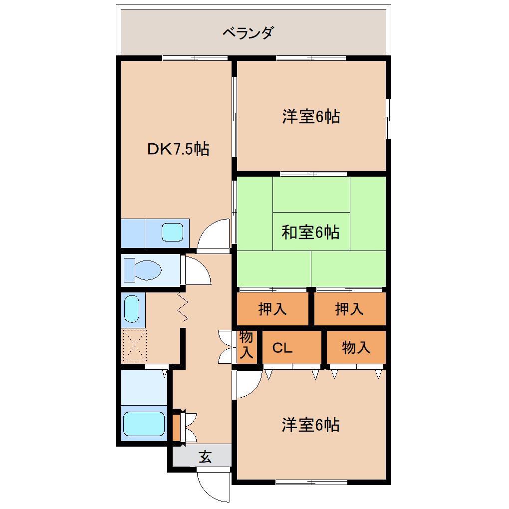 エクレールNRE(3DK/6階)の間取り写真