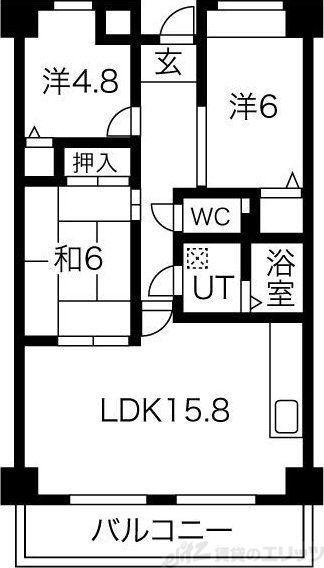 千里オークプライズ(3LDK/6階)の間取り写真