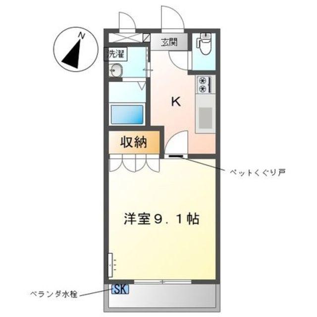 グランドボヌール(1K/3階)の間取り写真