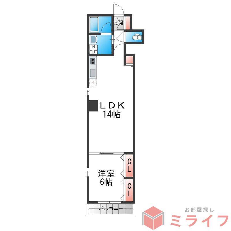 BROAD阿倍野阪南町RESIDENCE(1LDK/6階)の間取り写真