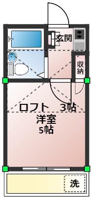 Uプリムラ(1K/2階)の間取り写真