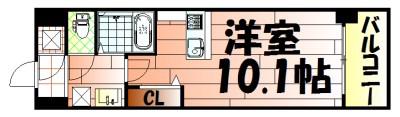 NO.65クロッシングタワー(1K/8階)の間取り写真
