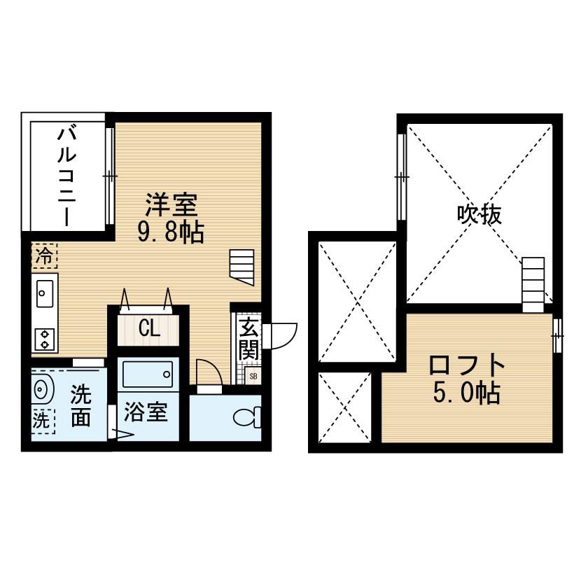 アソシエ21(1K/2階)の間取り写真