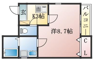 クレフラスト駅南大通(1K/2階)の間取り写真