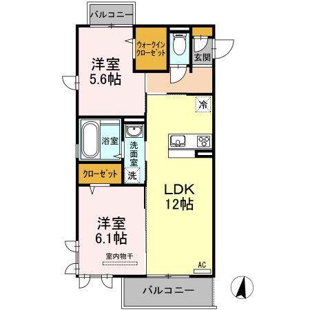 ウェイト リヴィール(2LDK/3階)の間取り写真
