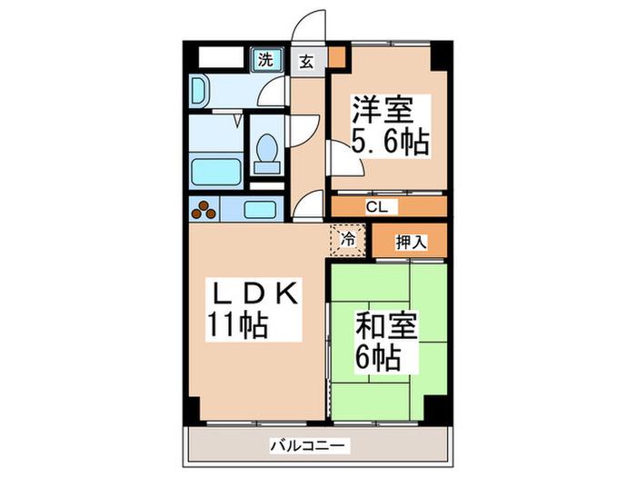 ソレイアード横浜(2LDK/3階)の間取り写真