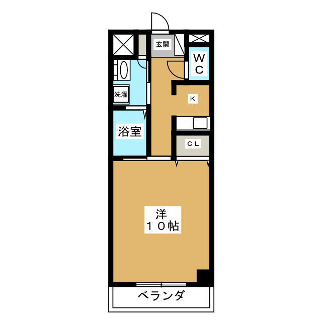 パーシモン(1K/3階)の間取り写真