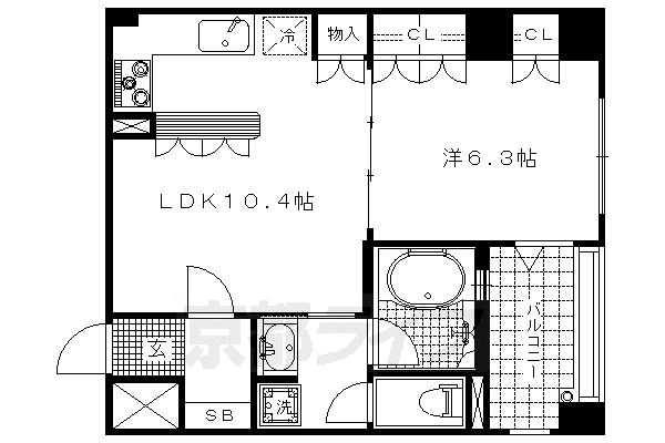 LEGAL京都御所東(1LDK/3階)の間取り写真