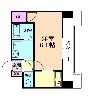 プレサンス東三国エンブレイス(ワンルーム/2階)の間取り写真