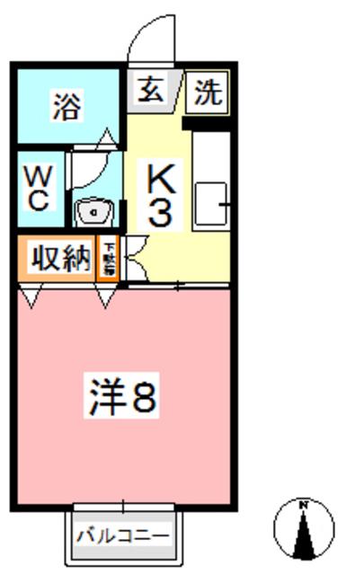 プレジール城の内IIIA(1K/2階)の間取り写真
