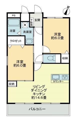 OKAマンション(2LDK/3階)の間取り写真