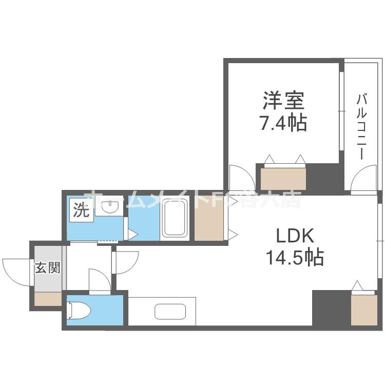 エグゼリエみなと通(1LDK/8階)の間取り写真