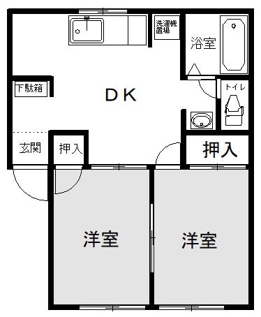 スマイルハイツ(2DK/1階)の間取り写真