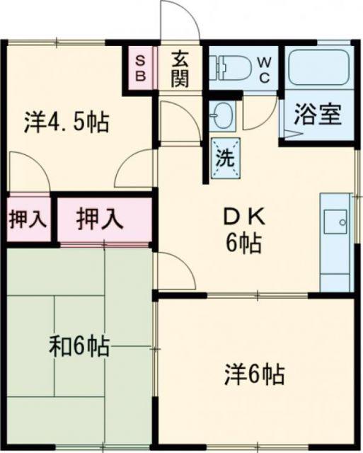 ジョイパレスB(3DK/2階)の間取り写真
