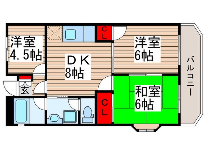サンヒルズ森田(3DK/2階)の間取り写真
