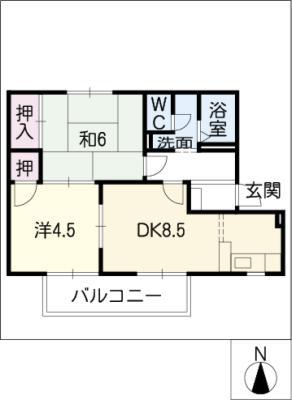 ストリートサイド・長谷川 A棟(2DK/1階)の間取り写真