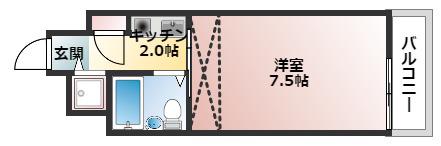 スパローズロッジせんだ(1K/6階)の間取り写真